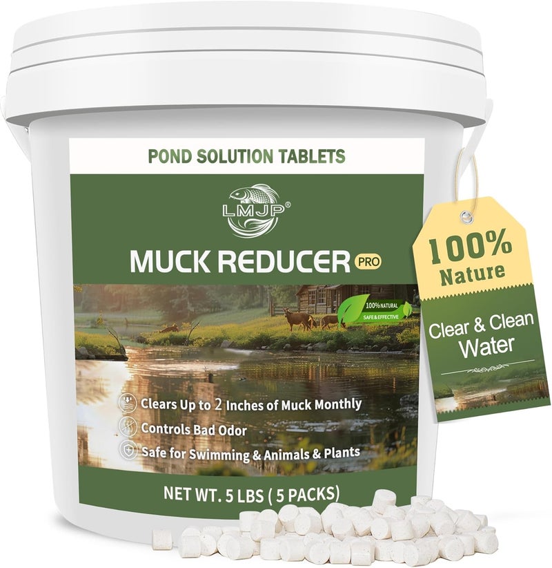 LMJP Muck Reducer - 5LB Natural Sludge Solution Tablets for Ponds & Lakes, Away Muck & Odor Control, Safe for Aquatic Life, Wildlife & Recreation, Treats Up to 30,000 Sq Ft - Image 1